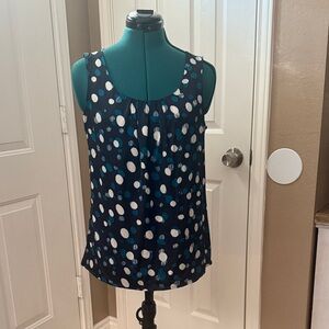 LOFT Navy and White Polka Dot Tank Top